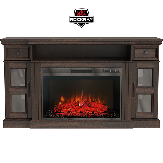 Ridley Media Fireplace Console, Brown