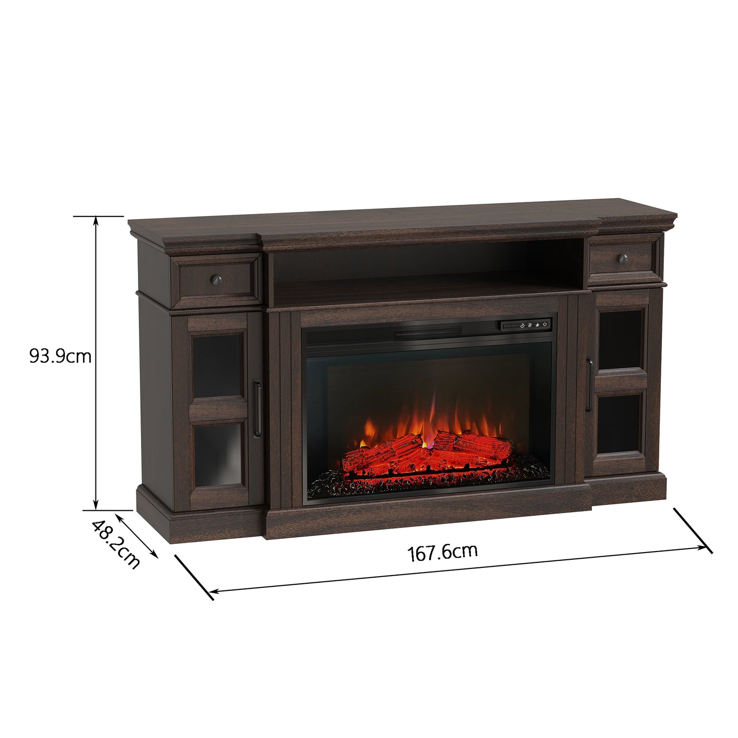 Ridley Media Fireplace Console, Brown