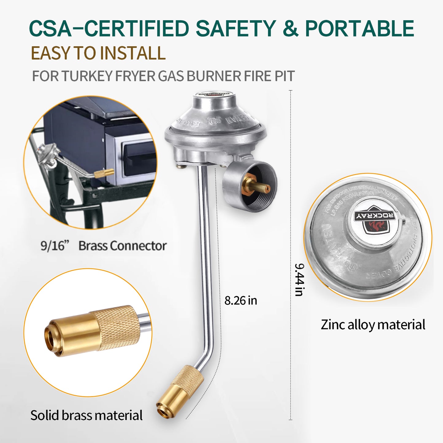 ROCKRAY Griddle Regulator Replacement for Blackstone 17"/22" Tabletop Griddles,CSA Certified Griddle Propane Adaptor for 1-20LB Tanks