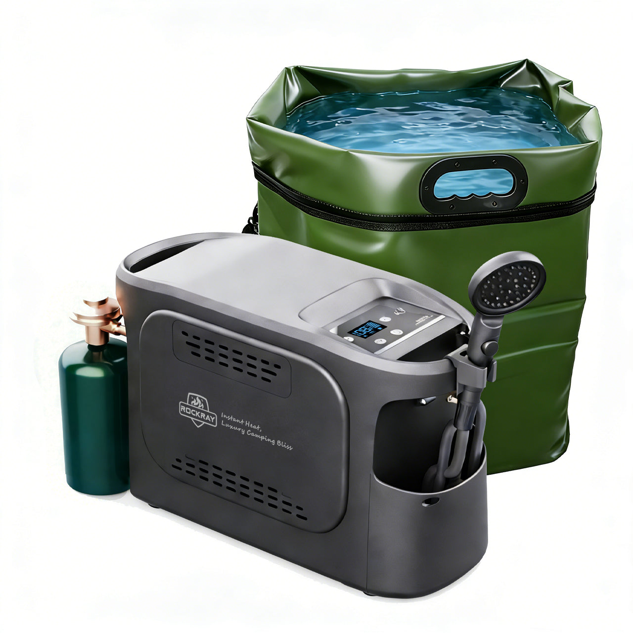 Portable Propane Water Heater for Camping, Thermostatic Instant Hot Water Heater with 5200mAh Battery,150mins Runtime,Outdoor Shower for RV, Cleaning & Pet Washing