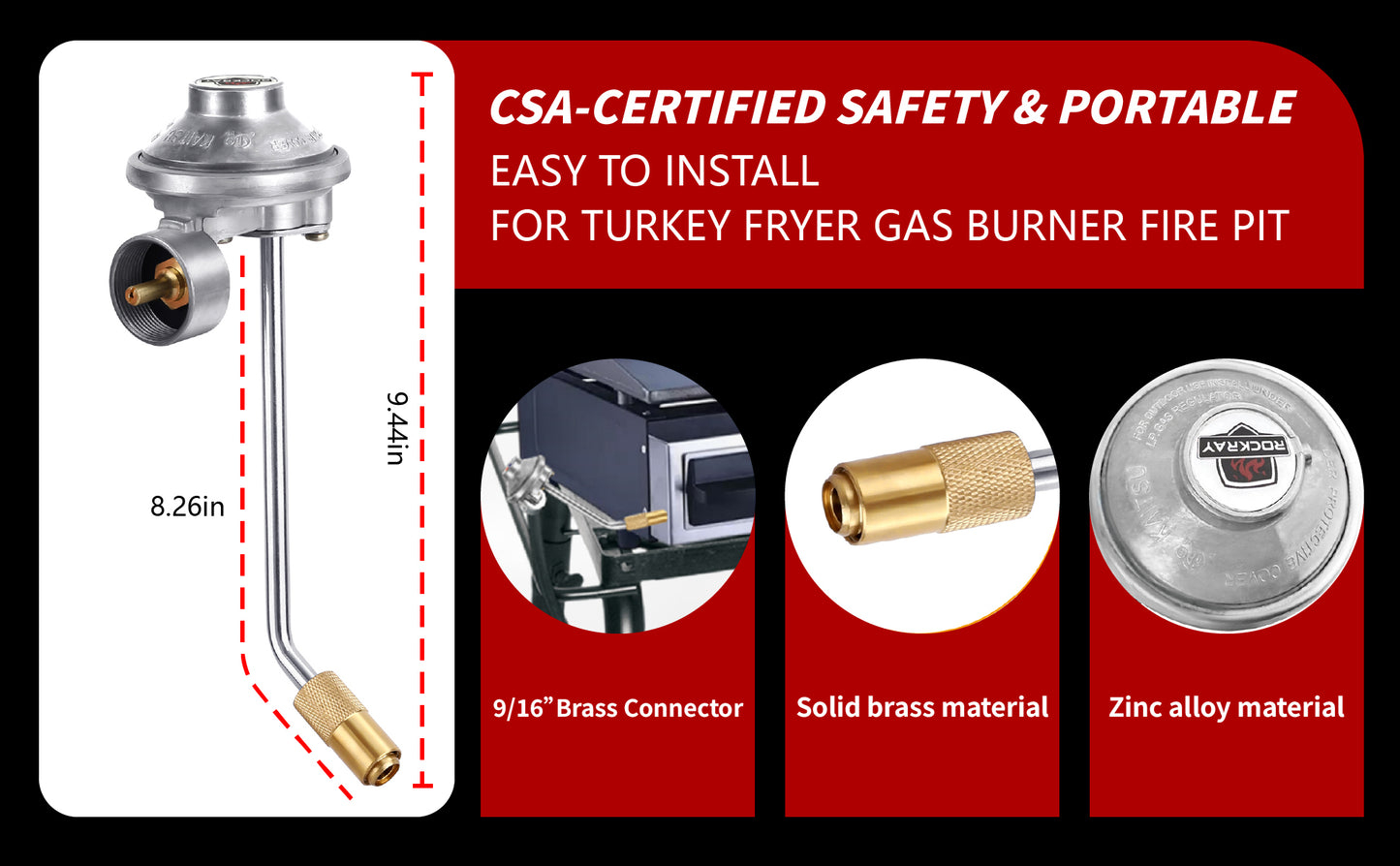 ROCKRAY Griddle Regulator Replacement for Blackstone 17"/22" Tabletop Griddles,CSA Certified Griddle Propane Adaptor for 1-20LB Tanks