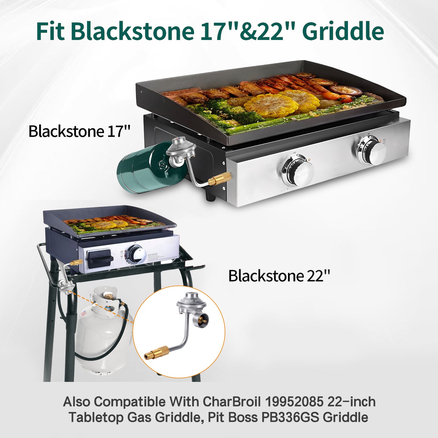Grill Griddle Regulator Replacement for Blackstone 17"/22" Tabletop - CSA Certified Propane Regulator with Knurled Grip