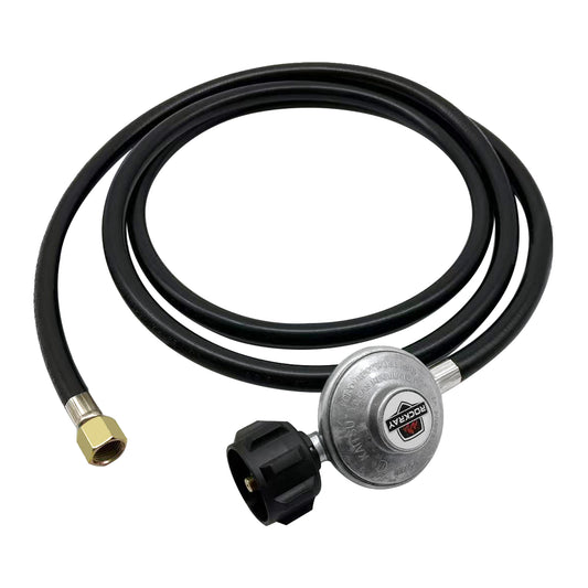ROCKRAY Propane Regulator with Hose, 8FT, Black, 3/8" Female Flare & QCC1 Connector Gas Line Connector, 1 Piece